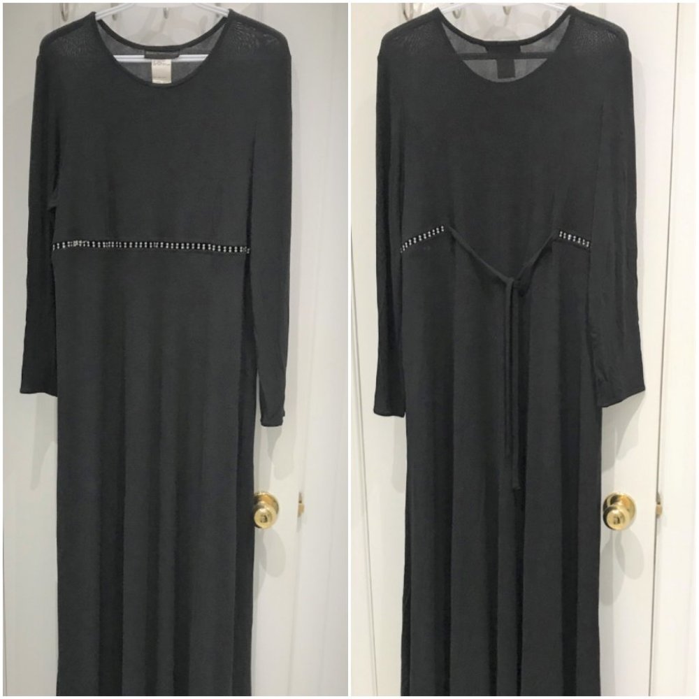 Jessica McClintock Women Black Long Evening Dress Size L/14 Excellent Condition